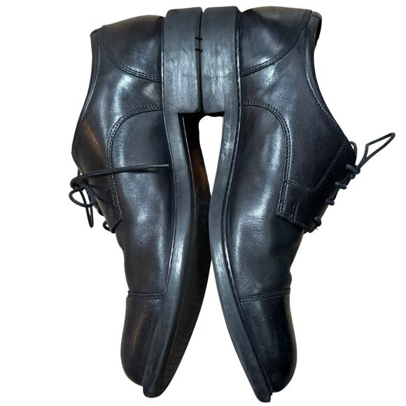 Johnston & Murphy Tabor Black Calf Skin 9M Cap Toe Dress Shoe Oxfords Lace Up - Picture 4 of 8